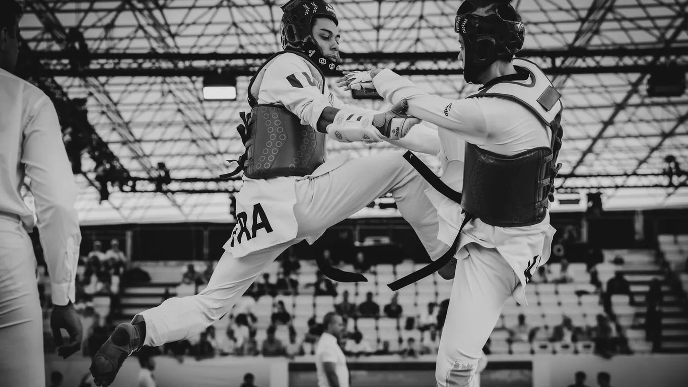 France in Kyorugi action at the Rome Grand Prix.