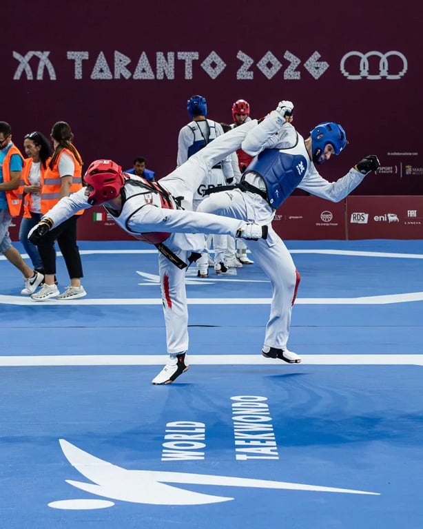 Taekwondo athlete during the final-day programme in Massafra