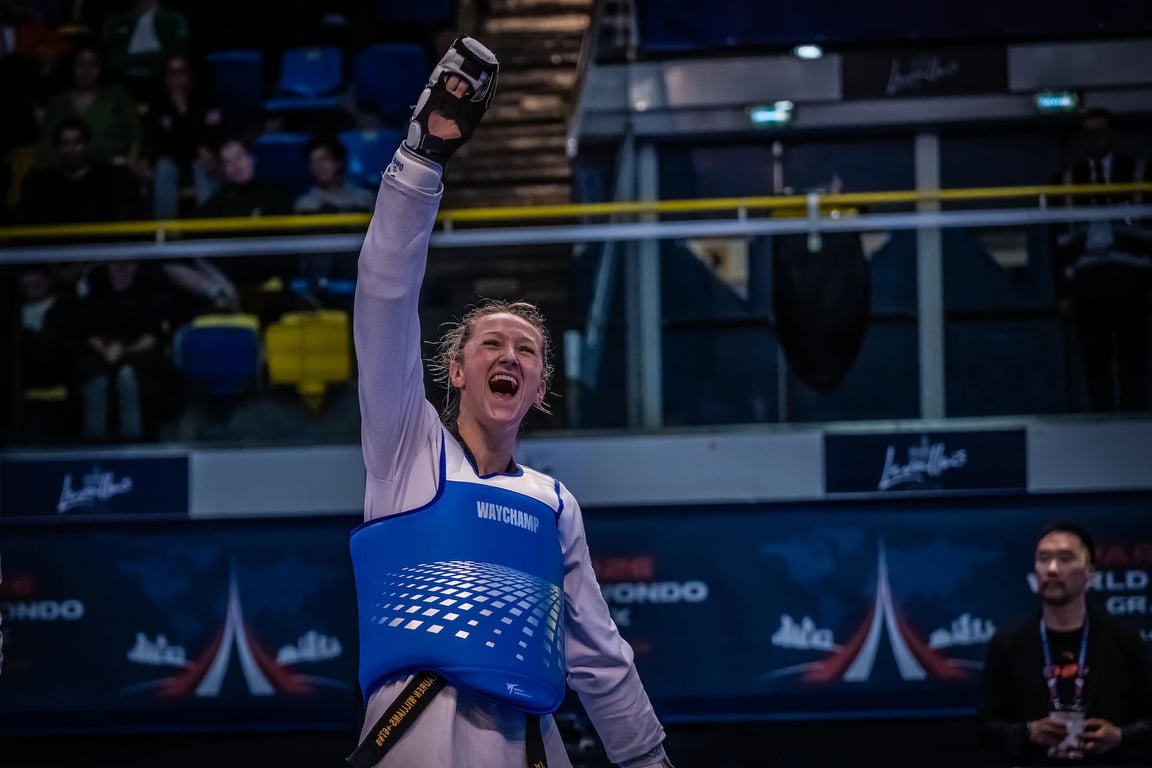 Lauren Williams celebrates in Paris